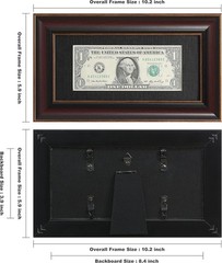 Paper Money Holder Dollar Bill Display Currency Frame, Easel Stand & Wall Hanger