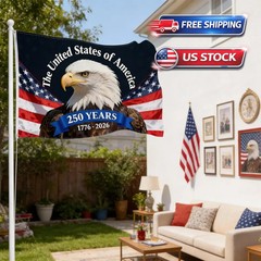 3 Ply 250 Years America Flag – Double Sided Patriotic Eagle 3 X 5 Ft Anniversary