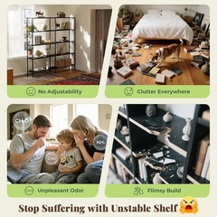 Huuger 5 Tier Bookshelf, L Shaped Corner Bookshelf with 10 Open Shelves, 49.4 In