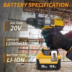 2Pack 12.0AH For DeWalt 20V 20 Volt Max XR Lithium Ion Battery DCB206-2 DCB205-2
