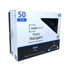 Plastic Clothes Hangers – 50 Pack, Lightweight & Durable – Everyday Use – Black