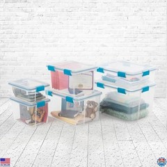 12-Pack Weather-Resistant Storage Bins with Latching Lids, 20 Quart Containers