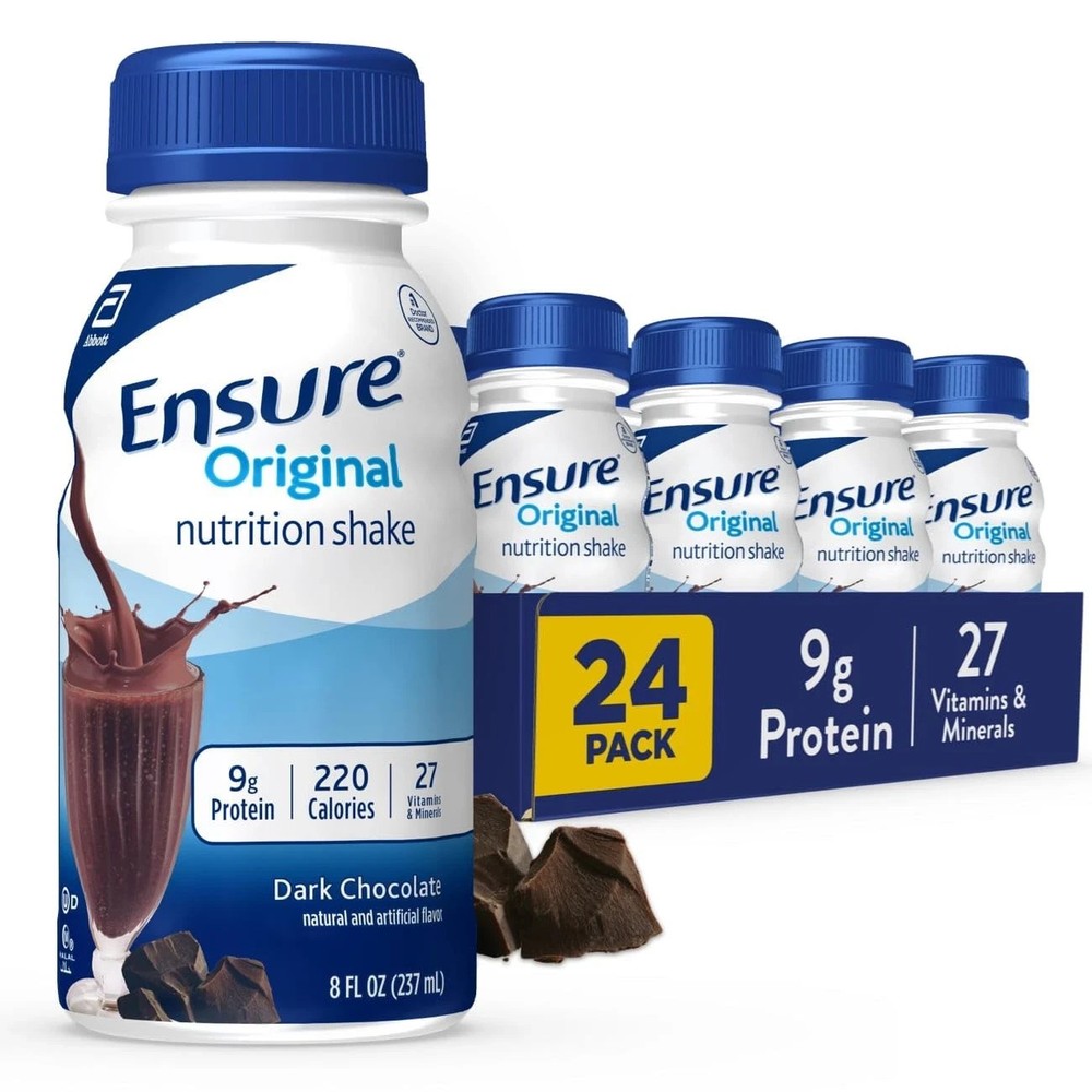 Ensure Original Dark Chocolate Nutrition Shake | Small 8 Fl Oz (Pack of 24)