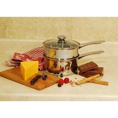 Double Boiler 2.5 Qt Stainless Steel Stay Cool Handle Dishwasher Safe Glass Lid