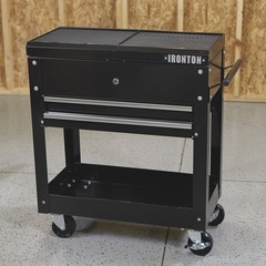 Ironton 28in. 2-Drawer Tool Cart, 30-1/2in.L x 14-1/2in.W x 33in.H, 350-Lb.