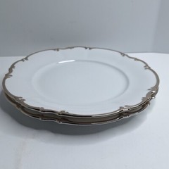 Hutschenreuther Selb Bavaria 2 Dinner Plates 10.25” Vintage White Platinum Trim