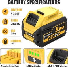 2Pack 9.0Ah for DeWalt FLEXVOLT 20V/60V MAX Battery Lithium-ion DCB609 &Charger