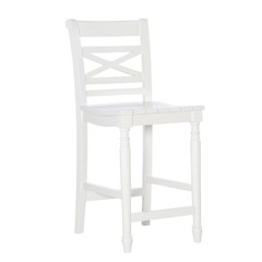 Home Square 24.25″ Wood Counter Stool in White Finish – Set of 2