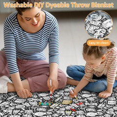 DIY Coloring Blanket with 24 Markers Color blanket Stress Relief Decor gift