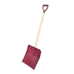 Farm Tuff Heavy Duty Snow Shovel with Hardwood Ash Handle, Red, 15.5in