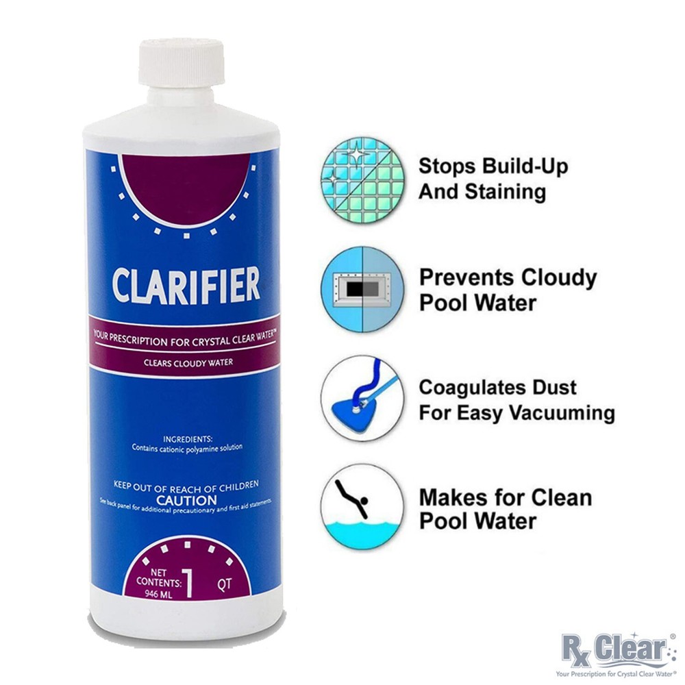 Rx Clear Swimming Pool Chemical Clarifier – 32 oz Bottle – (Select Quantity)