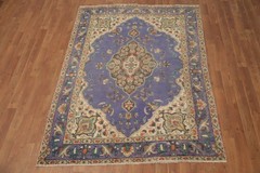 Purple Vintage Rug 5×6 Hand-knotted Wool Traditional Floral Carpet for Any Room