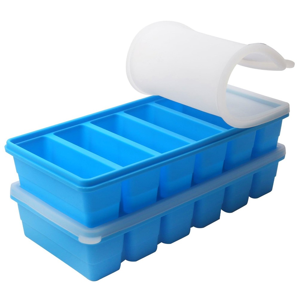 1/2 Cup Silicone Freezer Tray With Lid – Molds 2 Pack For meal prep & freezing