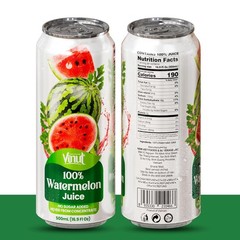 VINUT 100% Watermelon Juice, No Added Sugar, 16.9 fl oz (500 mL) Can, Pack of 6