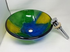 WASAUNA Tempered Glass Vessel Bathroom Sink Collection RARE