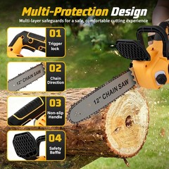 12 Inch Brushless Electric Chainsaw for DeWalt 20V Battery With Oiler