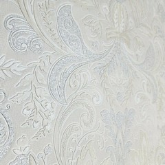 Beige tan silver metallic faux fabric textured floral victorian damask Wallpaper