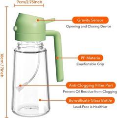 2-in-1 Oil Dispenser & Sprayer 16oz Glass Bottle Food-grade For Kitchen & BBQ