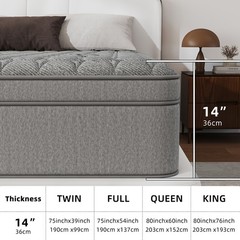 12″14″ Gel Memory Foam Hybrid Spring Mattress Twin Full Queen King Size In a Box
