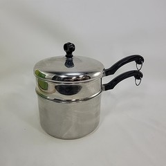 Vintage Farberware 2.5 Quart Stainless Steel Double Boiler Saucepan & Lid USA