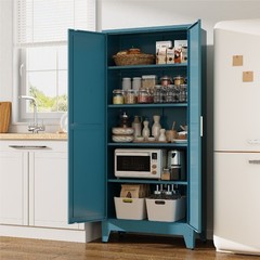 71″ Tall Pantry Cabinet, Blue Metal Pantry Storage Cabinet