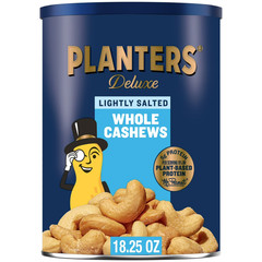 Planters Deluxe Lightly Salted Whole Cashews, 18.25 oz Canister Free Shipping