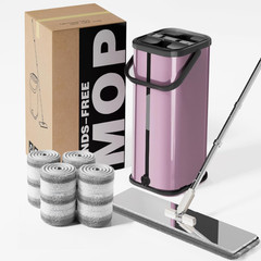 Flat Mop Bucket Set Separate Dirty Water Stainless Steel Bucket 2/4/6 Pads