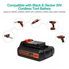 2Pack 20V Lithium-ion 1.5Ah Battery/Charger for BLACK DECKER 20 Volt LBXR20 LB20
