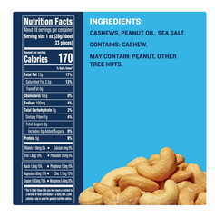 PLANTERS Deluxe Salted Whole Cashews, Party Snacks, Protein 18.25oz (2 PACK)