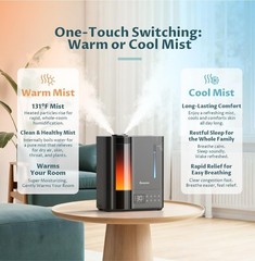 BREEZOME 8L Humidifier Both Warm And Cool Mist Top Fill, Essential Oil Diffuser