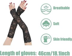 UV Protection Lace Arm Sleeves, Women’s Floral Lace Sleeves Hollow Out Long