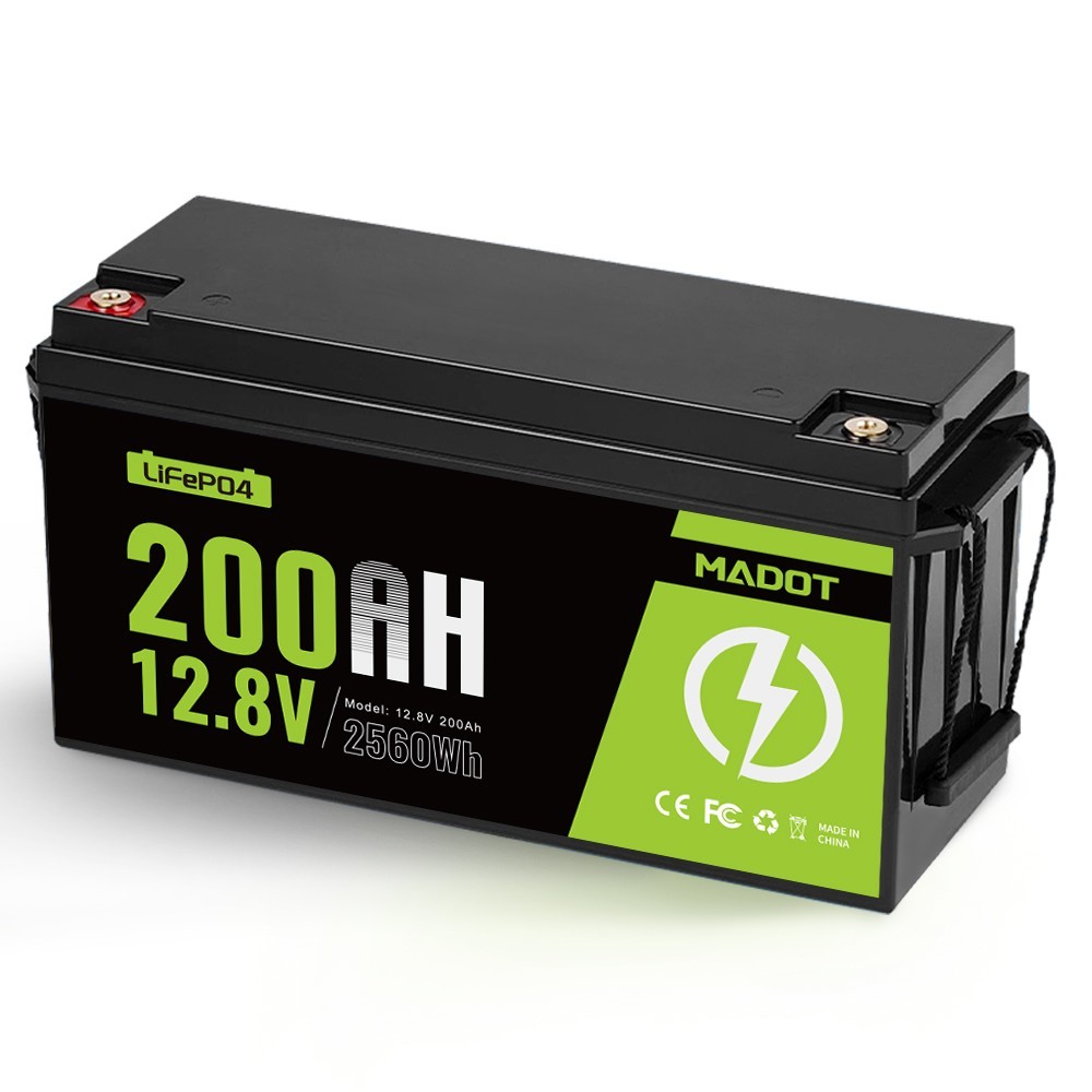 12V 200Ah LiFePO4 Lithium Battery Deep Cycle Built-in BMS for Solar RV Off-Grid
