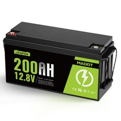 12V 200Ah LiFePO4 Lithium Battery Deep Cycle Built-in BMS for Solar RV Off-Grid