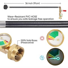 1LB To 20LB Propane Refill Adapter Extension Hose With Gauge On-Off Control 40”