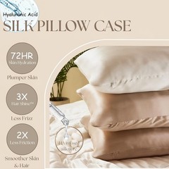 Hyaluronic Acid Silk Pillowcase 100% Mulberry, Ultra-Hydrating 23 Momme Silk