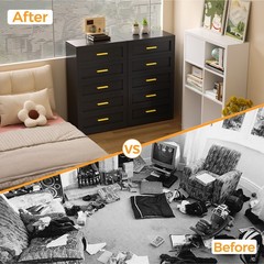 Metal Dresser for Bedroom Black 5 Drawer Closet Dresser Storage