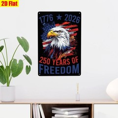Distressed 250 Years Metal Sign 4th of July Patriotic USA Flag Bald Eagle Decor