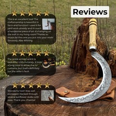 Forged Gardening Sickle 7.48” Blade Carbon Steel with Leather Sheath Belt Loop