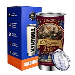 SAXUMOUT 1pc 250th Anniversary Coffee Cup 304 Stainless Steel Tumbler with Straw