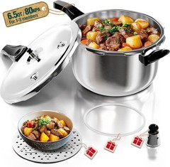 Pressure Cooker for Induction/Gas Stove 8QT Stainless Steel Safety Locking Li…