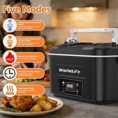 Cordless Electric Lunch Box with Scheduled Heating,1.2L Portable Food Warmer ，l
