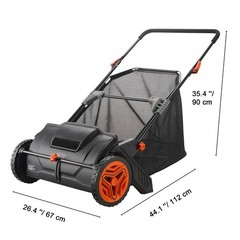 VEVOR Lawn Sweeper Push Leaf Grass Collector 21″ 3.5 Cu. Ft. Capacity Adjustable