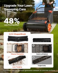 VEVOR Push Lawn Sweeper 26 in Leaf & Grass Collector 7 cu.ft. Hopper Bag Durable