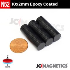 10mm x 2mm Epoxy Coated Super Strong N52 Rare Earth Neodymium Magnet Disc 10x2mm