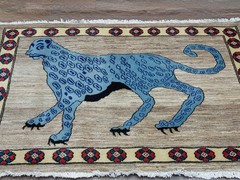 Turkish Rug,Turkish Hunting Rug,Turkish Village Lion Bohemian Rug, 3×4.6 Ft