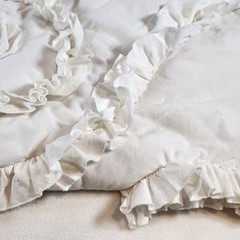 (1) Anthropologie Clementine White Cotton Jersey Euro Sham w/ Ruffles 26.5×26.5″