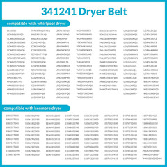341241 Dryer Belt Compatible with Whirlpool Kenmore Amana Maytag Roper Replaceme