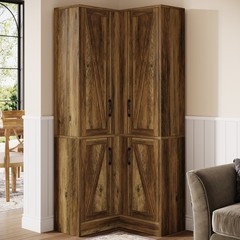67″ Corner Pantry Cabinet Farmhouse Wooden Corner Cabinet with Storage Shelves