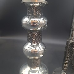 Pottery Barn Set Of 2 Madeline Candlestick Holders Mercury Glass Iron Silver