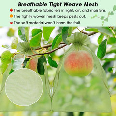 Fruit Protection Bags Green Mesh Fruit Tree Bags Drawstring Garden Netting Cover